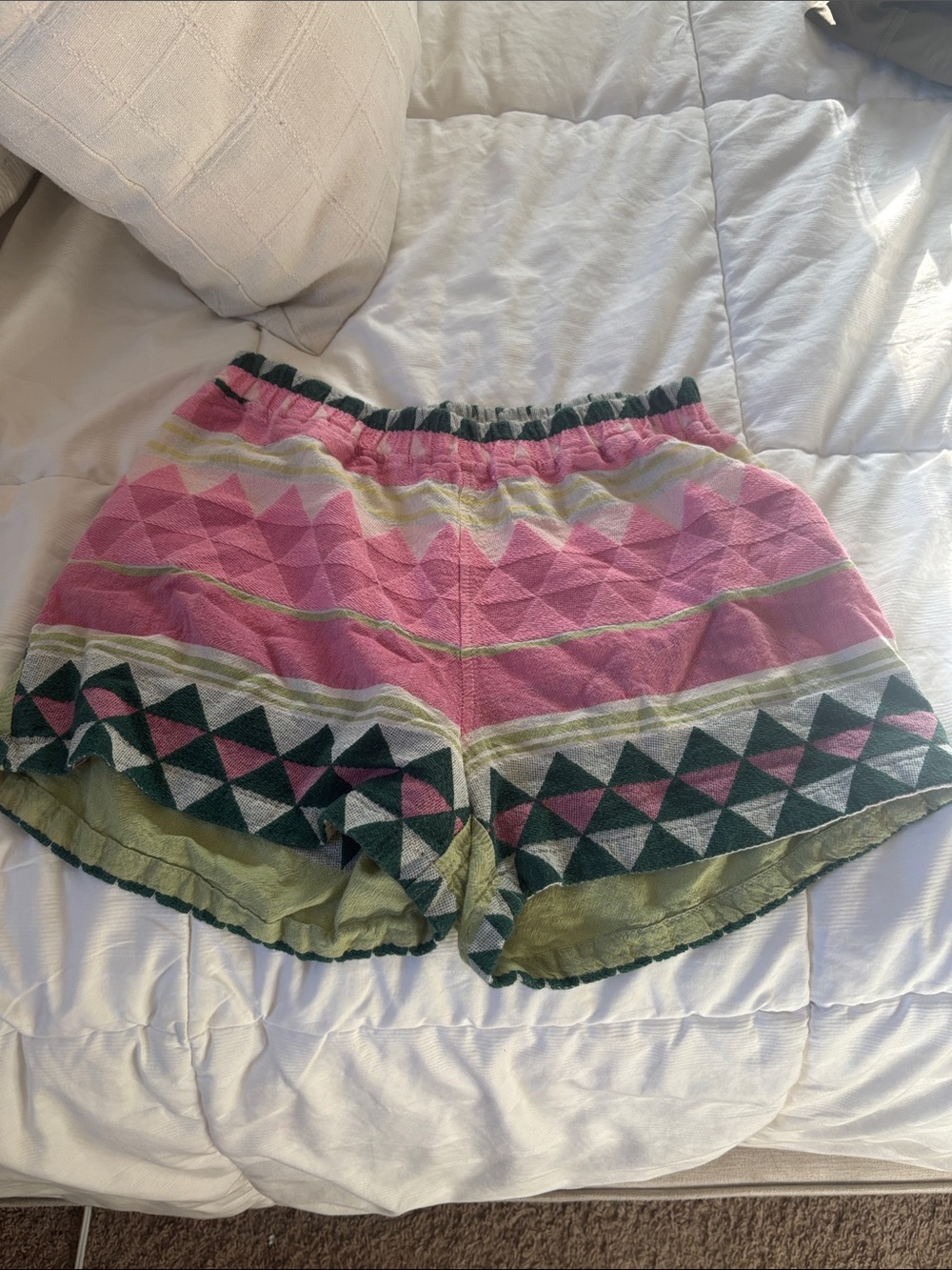 Devotion TWINS Pink Patterned Shorts with Green and Yellow Accents